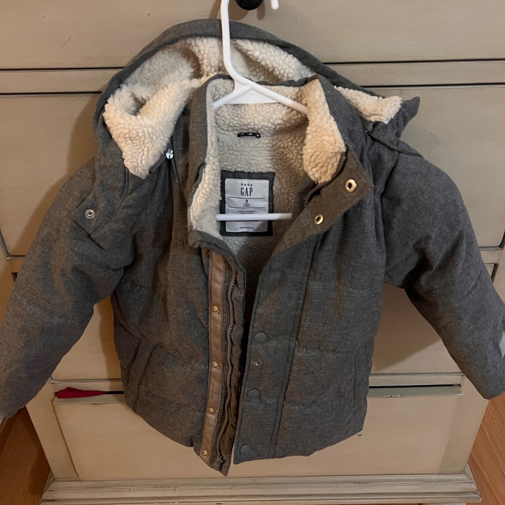 GAP Kids Charcoal Puffer Jacket with Hood